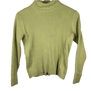 Y2K Coldwater Creek Lightweight Turtleneck Sweater Light Green Artsy‎ Women M